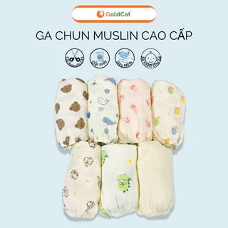 Ga Cũi Cho Bé GOLDCAT Chất Liệu Muslin 100% Cotton Cao Cấp Mềm Mát, Viền Chun Ôm Đệm, Kích Thước Đa Dạng