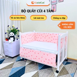 Quây Cũi Cho Bé GOLDCAT Thiết Kế 4 Tấm Thông Minh Dùng Cũi Trẻ Em Êm Ái, Chất Liệu Cotton An Toàn Cho Bé