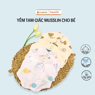 Yếm cổ tròn cho bé trai, bé gái chất liệu muslin xô cotton điều chỉnh 2 nấc linh hoạt.