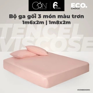 Bộ Ga Gối 3 Món Gòn Bedding Lụa Tencel Viscose Cao Cấp Màu Trơn 1m6x2m | 1m8x2m