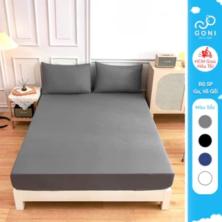 Bộ Ga Gối Cotton Tici GONI Drap Giường Đủ Màu Đủ Kích Thước Trải Nệm Không Kèm Ruột