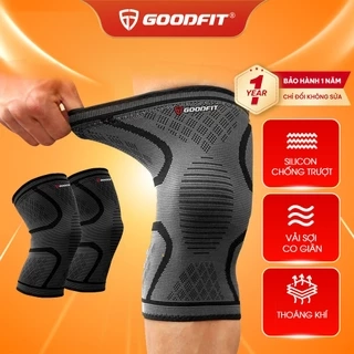 Bó gối thể thao, bảo vệ đầu gối tập gym GoodFit co giãn 4 chiều, dệt 3D dày dặn GF518K