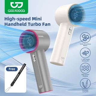 Goojodoq Quạt cầm tay có thể sạc lại điều chỉnh mức 100 Tốc độ gió Thân kim loại Màn hình kỹ thuật số cho công việc và sử dụng ngoài trời