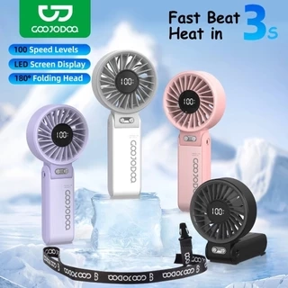 Quạt tốc độ cao GOOJODOQ 100 bánh răng gió siêu mạnh im lặng 180° Quạt cầm tay có thể gập lại Màn hình LED quạt cầm tay turbo