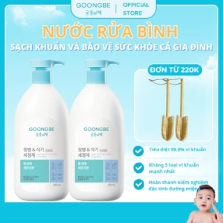Combo 2 Nước Rửa Bình Sữa Và Chén Bát Kháng Khuẩn Đậm Đặc, Thành Phần Thiên Nhiên - GOONGBE Chính Hãng