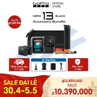 GoPro HERO13 Black + Accessories Bundle Camera hành động chống nước, Video 5.3K, HyperSmooth 6.0