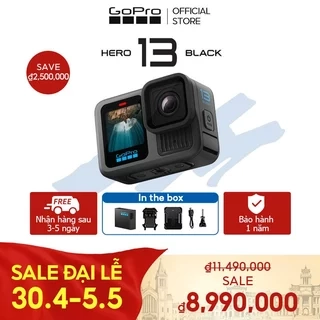 GoPro Hero13 Black Camera hành động chống nước, ảnh 27MP + video 5.3K, GPS, không bao gồm Lenses HB
