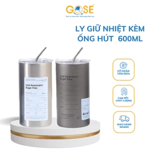 Ly giữ nhiệt Iced Americano Inox 304 cao cấp GOSE cốc uống nước giữ nhiệt kèm ống hút
