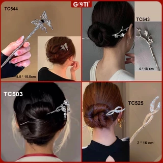 GOTI – Trâm Cài Tóc Gọng Kim Loại Trắng Bạc Đơn Giản Thanh Lịch Làm Quà Tặng Cho Nữ TC543