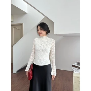 Áo Thun Nữ Basic Tay Loe Dài Ôm Body Tôn Dáng - GLEAM TOP - GOÛT DE JUN
