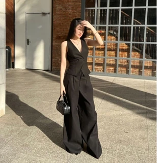 Set Bộ Vest Gile Phối Quần Ống Rộng Basic Cá Tính (bán lẻ) - SISTA SET - GOÛT DE JUN