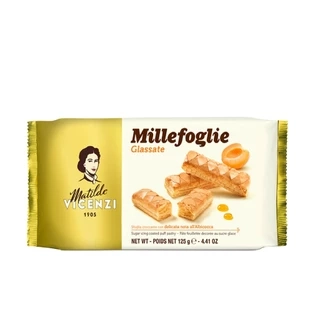 Bánh phồng giòn phủ đường và phủ mơ nhuyễn Vicenzi Millefoglie Ditalia Glassate Ý 125g
