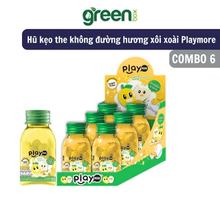 Combo 6 hũ kẹo the không đường hương xôi xoài Playmore 22g