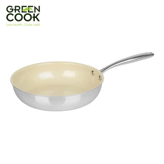 Chảo Men Gốm Trắng 3 Lớp Inox Nguyên Khối và 4 Lớp Chống Dính PFOA free Green Cook GCP235