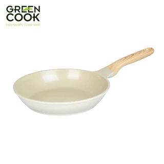 Chảo đúc cạn đáy từ GCP233 chống dính PFOA free men gốm IVORY Green Cook