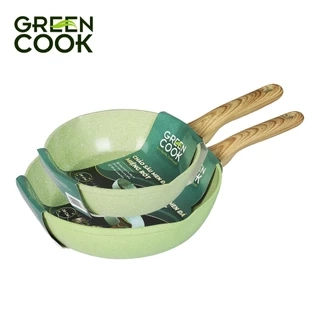 Combo 2 chảo sâu men đá ceramic chống dính PFOA free miệng rót Green Cook với 10 lớp chống dính GCP231