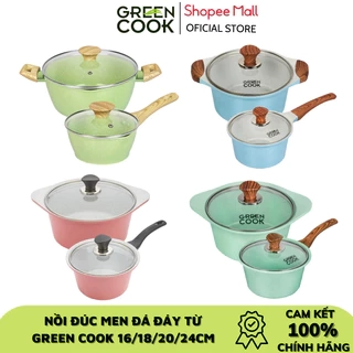 Nồi đúc đáy từ chống dính PFOA free Green Cook GCS size 16-18-20-24 cm công nghệ Hàn Quốc