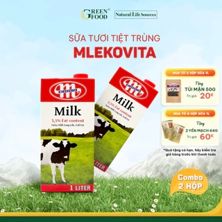 Combo 2 Hộp Sữa Tươi Tiệt Trùng Mlekovita Nguyên Kem 1L - Độ Béo 3.5%, Không Đường, Nhập Khẩu Ba Lan