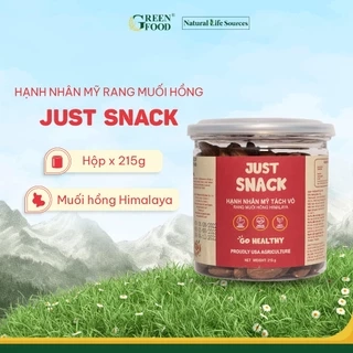 Hạnh Nhân Mỹ Rang Muối Hồng Himalaya Just Snack Green Food Tách Vỏ | Hộp 215g