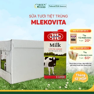 Thùng 12 Hộp Sữa Tươi Tiệt Trùng Mlekovita Nguyên Kem 1L - Độ béo 3.5%, Giàu Canxi, Nhập Khẩu Ba Lan