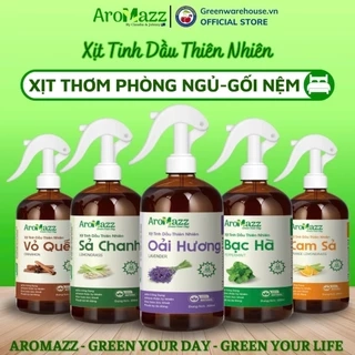 Xịt Thơm Gối Nệm Xịt Tinh Dầu AroMazz Thơm Phòng Khử Mùi Xua Đuổi Côn Trùng Chai lớn 300ml