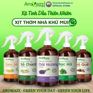 Xịt Thơm Nhà Khử Mùi Xịt Tinh Dầu Thiên Nhiên AroMazz Thơm Phòng Khử Mùi Đuổi Muỗi Côn Trùng Nhiều Mùi Chai lớn 300ml