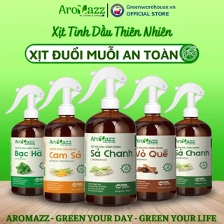 Xịt Đuổi Muỗi Sả Chanh Xịt Tinh Dầu Thiên Nhiên AroMazz Đuổi Muỗi Kiến Ba Khoang-Côn Trùng, Khử Mùi Lọc Không Khí 300ml