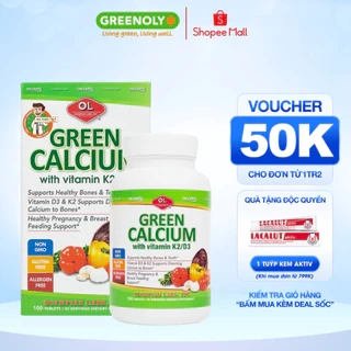 Viên Uống Bổ Sung Canxi Hữu Cơ Olympian Labs Green Calcium Cho Bà Bầu, Sau Sinh Và Trẻ Em, Giúp Xương Chắc Khỏe 100 Viên