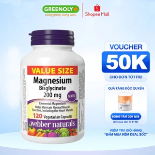 Viên uống bổ sung Magiê Webber Naturals Magnesium Bisglycinate 200mg