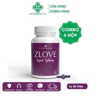 4 Hộp Viên Uống ZLOVE Grow Green AZ- Tăng Cường Ham Muốn, Se Khít  Vùng Kín Sau Sinh( Hộp 50 Viên ) 4ZLV