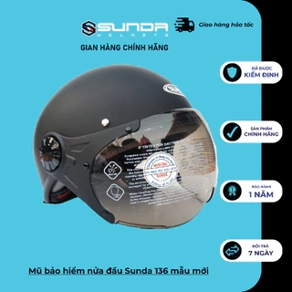 Mũ nón bảo hiểm nửa đầu Sunda 136 mẫu mới nhiều màu chính hãng có kính