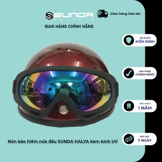 Nón bảo hiểm nửa đầu SUNDA HALYA kèm kính UV – nhiều màu