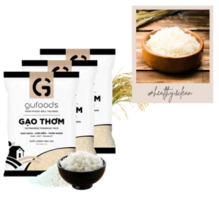Combo 3 túi Gạo sạch GUfoods (Mỗi túi 1kg) - Đài thơm / Japonica hữu cơ - Dẻo mềm, Thơm nhẹ, Ngon cơm