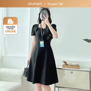Đầm cổ vuông xẻ V thời trang GUMAC LDE0910