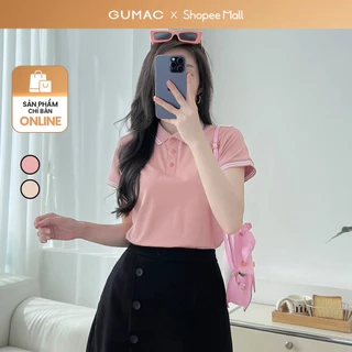 Áo polo nữ thun cá sấu thời trang GUMAC phối sọc 2 viền thiết kế đẹp nhiều màu thanh lịch LPLE0917