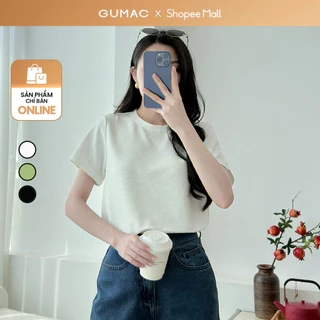 Áo thun nữ cố tròn tay ngắn màu trắng - đen thời trang GUMAC LATE1228