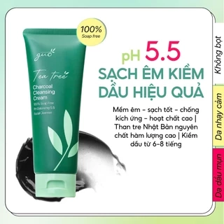 Sữa Rửa Mặt Than Tre Tràm Trà An Toàn Cho Bà Bầu pH 5.5, Không Sulfate, Kiềm Dầu, Ngừa Mụn Hiệu Quả GUO 100g
