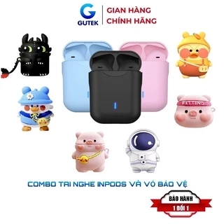 Combo Tai nghe bluetooth không dây Gutek i12 TWS nút cảm ứng âm thanh HIFI có mic kèm case vỏ bảo vệ bao đựng