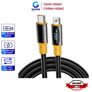 Dây sạc nhanh 100W Type-C chính hãng có màn hình Led báo công suất cáp sạc – Gutek S520