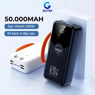 Sạc dự phòng 50000mAh sạc nhanh 100W pin dung lượng lớn có dây cắm nhiều điện thoại - Gutek GT205