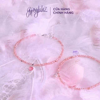 Vòng Tay Đá Đào Hoa Mini Thô Thiên Nhiên Charm Bạc 925 Tình Duyên SP005548 Gypsy.lala