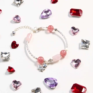 Vòng Tay Thạch Anh Hồng, Dâu Hồng Charm Random SP007781 Gypsy.lala