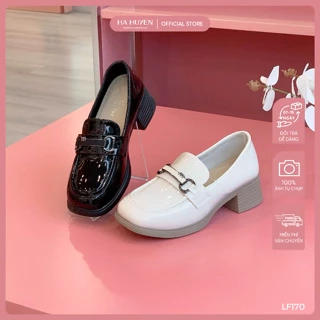 Giày Loafer nữ HÀ HUYỀN da bóng gót vuông 5cm - LF170