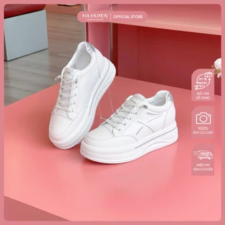 Giày thể thao nữ HÀ HUYỀN dây rút hông sóng vạch gót đính đá 5cm - TT778