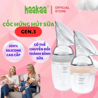 Cốc hứng sữa Gen.3 Haakaa, New Zealand. Dễ dàng chuyển đổi bình sữa, bình uống nước. Chất liệu silicone cao cấp, an toàn