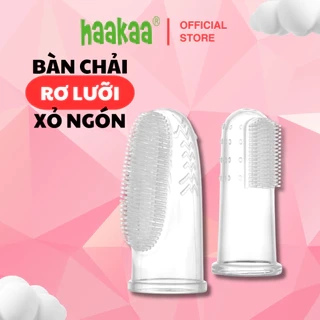 Rơ lưỡi, tưa lưỡi siicone cho bé Haakaa xỏ ngón tay. Hộp 2 chiếc Size S và Size L