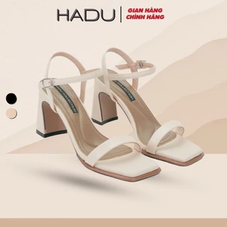 Giày Sandal Cao Gót 7P Đế Vuông Quai Ngang EVELYN HADU M7144 Da PU Cao Cấp Đế TPR Chống Trượt BH 12T