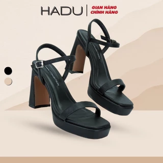 Giày Sandal Gót Vuông 10P Quai Ngang HADU M1029 Chất Da PU Vân Cao Cấp, BH 12T