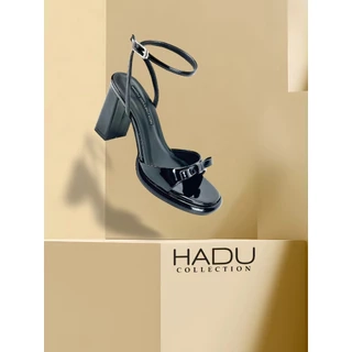 Giày Sandal Gót Vuông ERICA 9P Quai Ngang Đính Nơ HADU M7145 Da PU Cao Cấp Đế Chống Trượt BH 12T