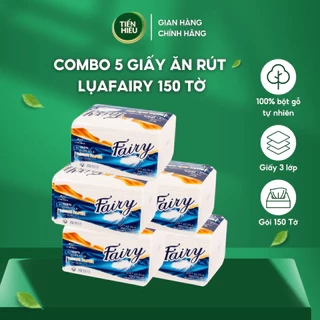 Combo 5 Gói Giấy Ăn Rút Lụa Fairy Ngắn 150 Tờ Tiện Dụng Siêu Tiết Kiệm 3 Lớp Mềm Mại Bền Dai An Toàn